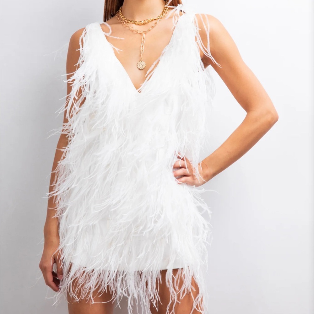 Lisa Maree Intense Defense Feather Mini Dress